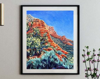 Sedona Mountain Painting Print, Arizona Mountains Painting, Arizona Print, Arizona Wall decor, Sedona artwork, Arizona artwork, art print