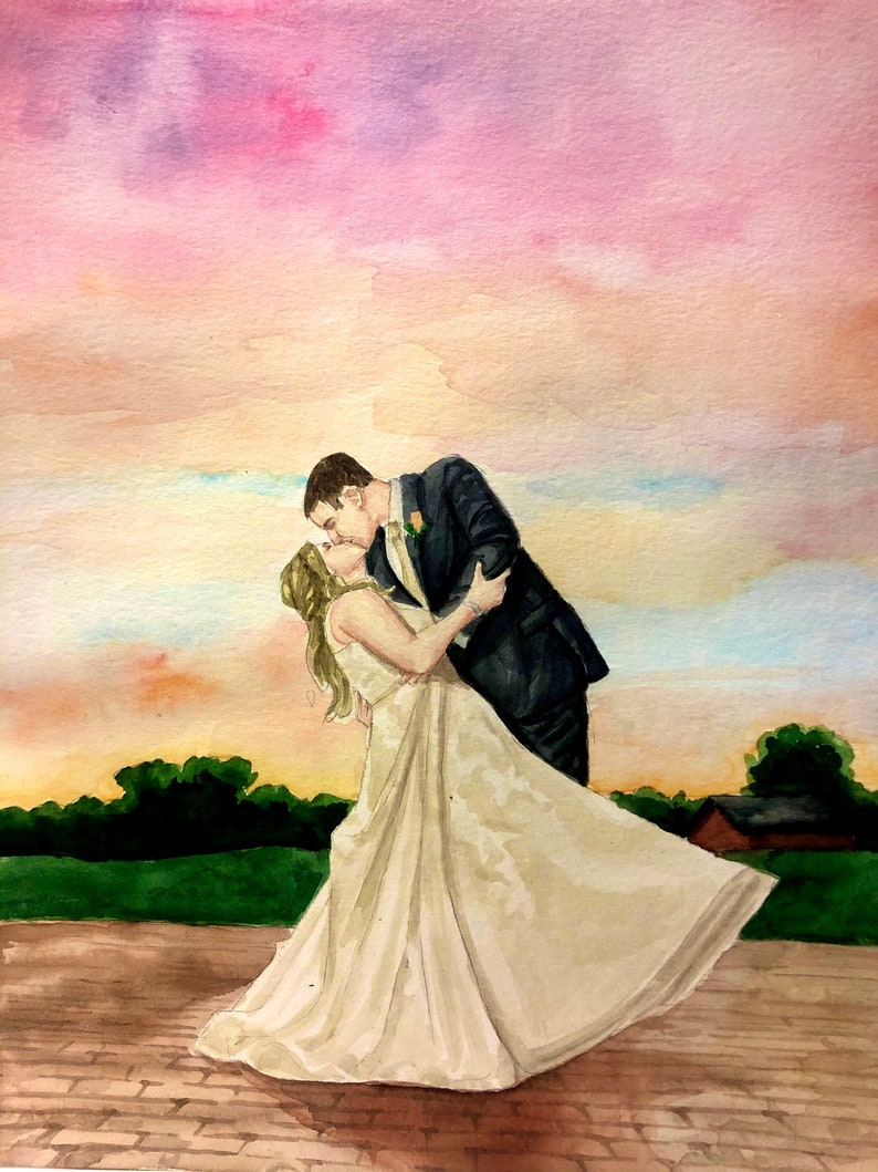 Watercolor Painting Couple Original Artwork Wedding Etsy