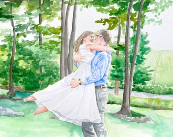 Watercolor Painting from Photo, Christmas present for her, Anniversary gift, Wedding Painting, Wedding Portrait, Watercolor Portrait
