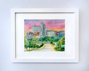 Raleigh NC Watercolor Print, North Carolina Art Print, Oak City Print, Raleigh Painting, North Carolina Painting, Watercolor painting print