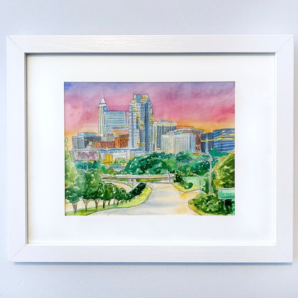 Raleigh NC Watercolor Print, North Carolina Art Print, Oak City Print, Raleigh Painting, North Carolina Painting, Watercolor painting print