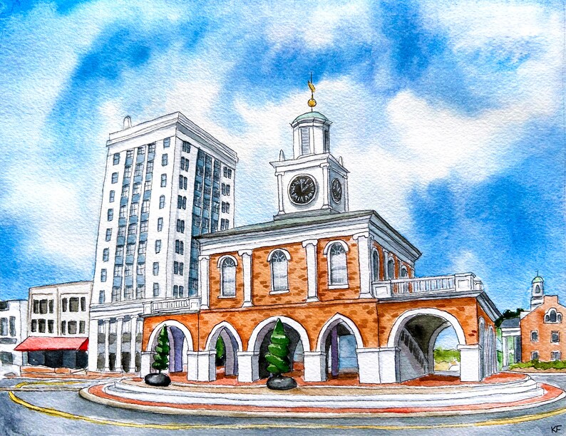 Fayetteville NC Watercolor Print, North Carolina Art Print, Fayetteville Painting, North Carolina Painting, Watercolor painting print image 2