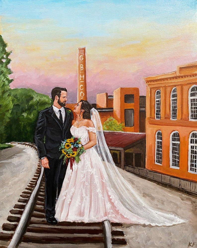 Acrylic Painting from Photo, Wedding Painting, Portrait Painting, Wedding Commission, Wedding Art, Family Heirloom Painting, Anniversary image 3