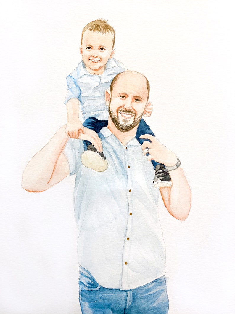 Anpassat porträtt, akvarellmålning, handmålat porträtt, beställningskonstverk, familjemålning, personligt porträtt, alla hjärtans dag-present bild 6