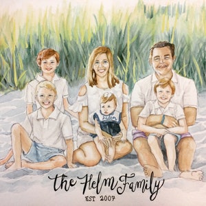 Family Painting Watercolor Family Portrait Group Drawing Watercolor Family Painting Hand-Painted Family Portrait From Photo image 7