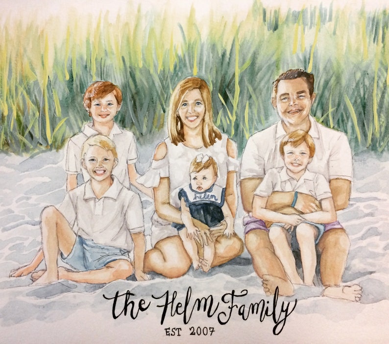 Family Painting Watercolor Family Portrait Group Drawing Watercolor Family Painting Hand-Painted Family Portrait From Photo image 7