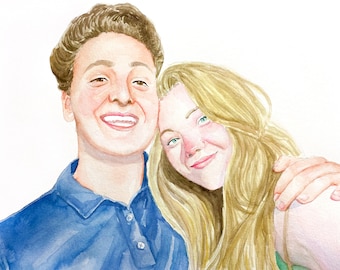 Custom Portrait, Watercolor Painting, hand-painted portrait, commissioned artwork, family painting, personalized portrait, valentines Gift