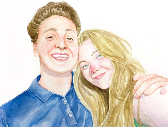 Custom Portrait, Watercolor Painting, hand-painted portrait, commissioned artwork, family painting, personalized portrait, valentines Gift