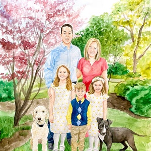 Family Painting Watercolor Family Portrait Group Drawing Watercolor Family Painting Hand-Painted Family Portrait From Photo image 3