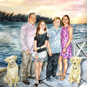 Family Painting Watercolor Family Portrait Group Drawing Watercolor Family Painting Hand-Painted Family Portrait From Photo image 4