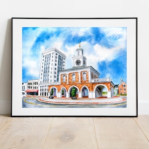 Fayetteville NC Watercolor Print, North Carolina Art Print, Fayetteville Painting, North Carolina Painting, Watercolor painting print image 1