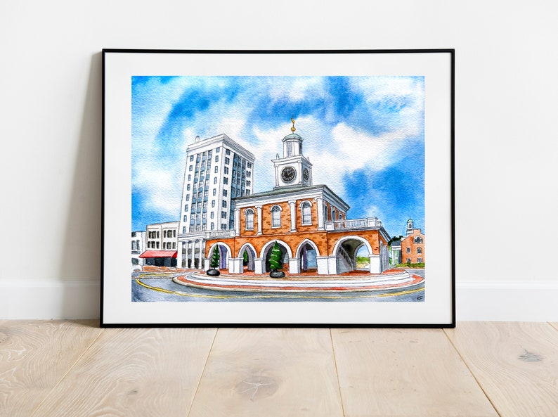 Fayetteville NC Watercolor Print, North Carolina Art Print, Fayetteville Painting, North Carolina Painting, Watercolor painting print image 1