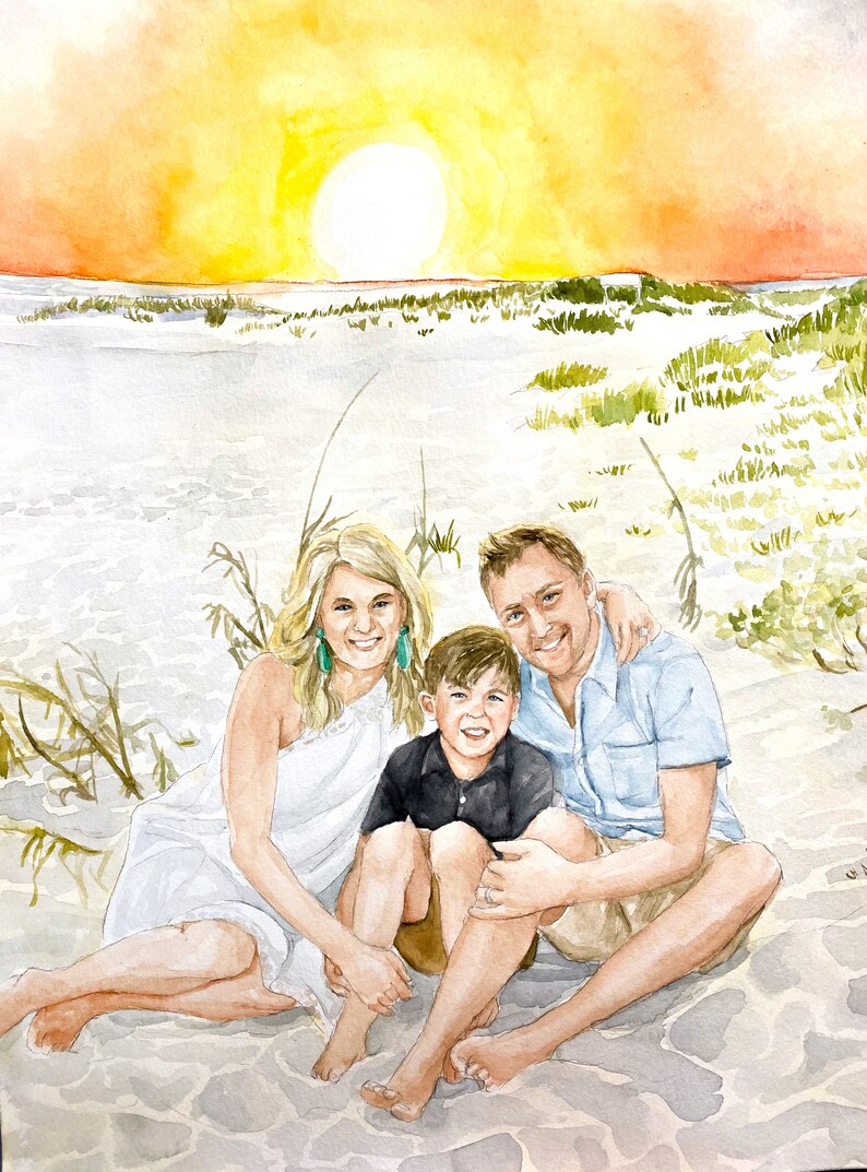 Family Painting Watercolor Family Portrait Group Drawing Watercolor Family Painting Hand-Painted Family Portrait From Photo image 2