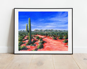 Apache Junction Painting Print, Cactus Painting, Arizona Print, Arizona Wall decor, Cactus artwork, Arizona artwork, art print, Wall art