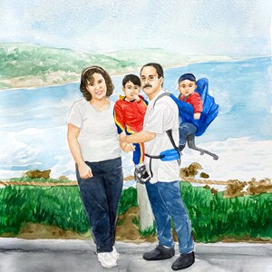 Family Painting Watercolor Family Portrait Group Drawing Watercolor Family Painting Hand-Painted Family Portrait From Photo image 10