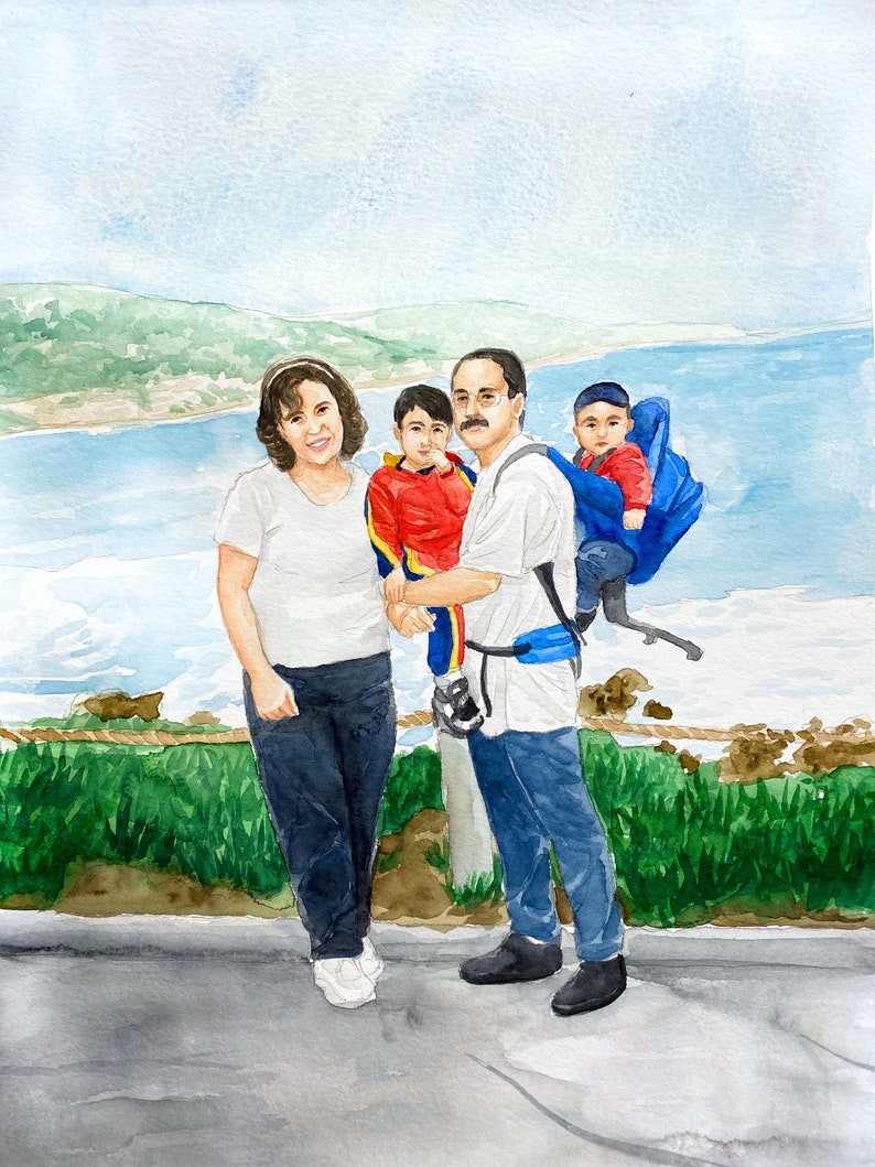 Family Painting Watercolor Family Portrait Group Drawing Watercolor Family Painting Hand-Painted Family Portrait From Photo image 10