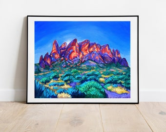 Superstition Mountain Print, Arizona Art Print, Mountain Painting Print, Superstitions Art Print, Giclee Print, Arizona Mountains artwork