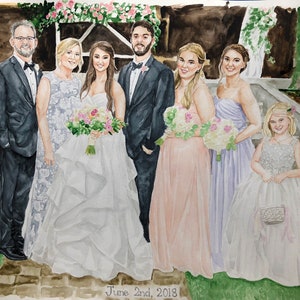 Family Painting Watercolor Family Portrait Group Drawing Watercolor Family Painting Hand-Painted Family Portrait From Photo image 5