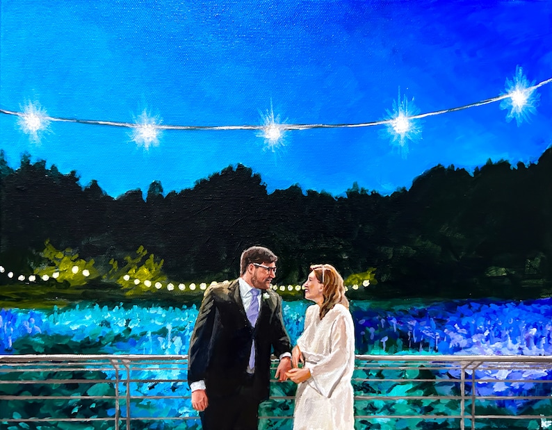 Acrylic Painting from Photo, Wedding Painting, Portrait Painting, Wedding Commission, Wedding Art, Family Heirloom Painting, Anniversary image 1