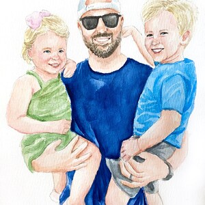 Anpassat porträtt, akvarellmålning, handmålat porträtt, beställningskonstverk, familjemålning, personligt porträtt, alla hjärtans dag-present bild 8