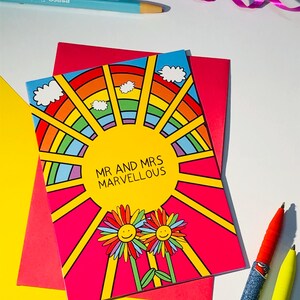 Wenskaart meneer en mevrouw | Kaart | Bruiloft | Liefde | Kleurrijk | Regenboog | Meneer en mevrouw | Mevrouw en mevrouw | De heer en de heer | Fijne dag | Getrouwd
