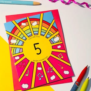 de voeux d'anniversaire Five Jive | carte d'anniversaire | Envoyez de l'amour | Carte heureuse | Célébration | Cartes | carte d'âge | Joie | Ensoleillé | Enfants