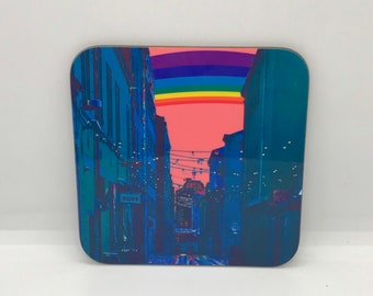 Sottobicchiere Quadrato Glasgow Scozia – In Legno MDF Con Base In Sughero, 9x9 Cm, Stampa Lucida, Regalo Per Viaggiatori E Fan - 2