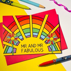 Meneer en heer-wenskaart | Kaart | Bruiloft | Liefde | Kleurrijk | Regenboog | Meneer en mevrouw | Mevrouw en mevrouw | De heer en de heer | Fijne dag | Getrouwd
