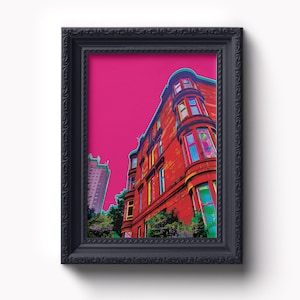 Tenement Print | Glasgow Print | Glasgow Art | Digital Prints | Glasgow | Glasgow Gift | Scottish Gift | Pink | Green | Art Print |High Flat