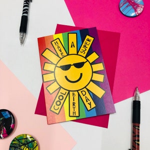 Tarjeta de felicitación de cumpleaños genial / Tarjeta de cumpleaños / Envía algo de amor / Tarjeta feliz / Celebración / Tarjetas / Hecho en Escocia / Alegría / Arcoíris