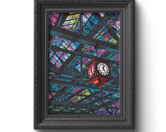 Central Station Clock Print | Glasgow | Wall Art | Digital Prints | Gift | Photography | Colourful | Quirky | Art | Train | Glasgow Prints