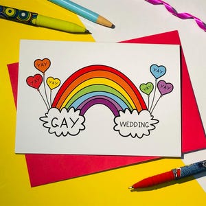 Yay vrolijke bruiloftwenskaart | Kaart | Bruiloft | Liefde | Kleurrijk | Regenboog | Meneer en mevrouw | Mevrouw en mevrouw | De heer en de heer | Fijne dag | Getrouwd