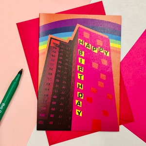 Tarjeta de felicitación de cumpleaños para Flats / Envía algo de amor / Tarjeta feliz / Glasgow