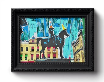 Duke of Wellington Statue Blue | Wall Art | Digital Prints | City of Glasgow | Gift | Glasgow City Centre | Photography | Abstract Art