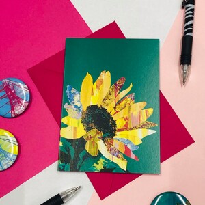 de voeux tournesol | Envoyez de l'amour | Carte heureuse | Fleurs | Plantes | Tournesol | Jaune | Fabriqué en Écosse | Vert | Célébration