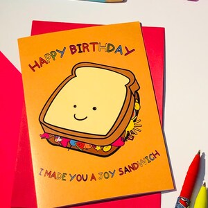 Tarjeta de felicitación de cumpleaños con texto en inglés "Joy Sandwich" / Tarjeta de cumpleaños / Envía algo de amor / Tarjeta feliz / Celebración / Tarjetas de felicitación / Hecho en Escocia / Joy