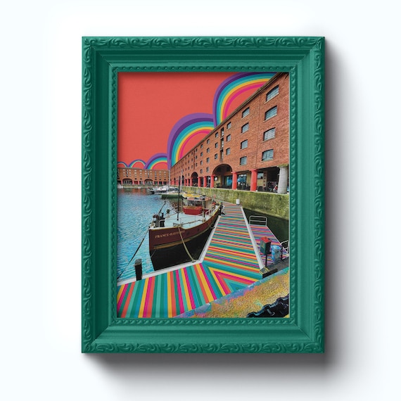 Albert Docks Print | Liverpool | Liverpool Print | Liverpool Art | Merseyside | Art | Gift | | Art Print | Liverpool Gift | Rainbow | Happy