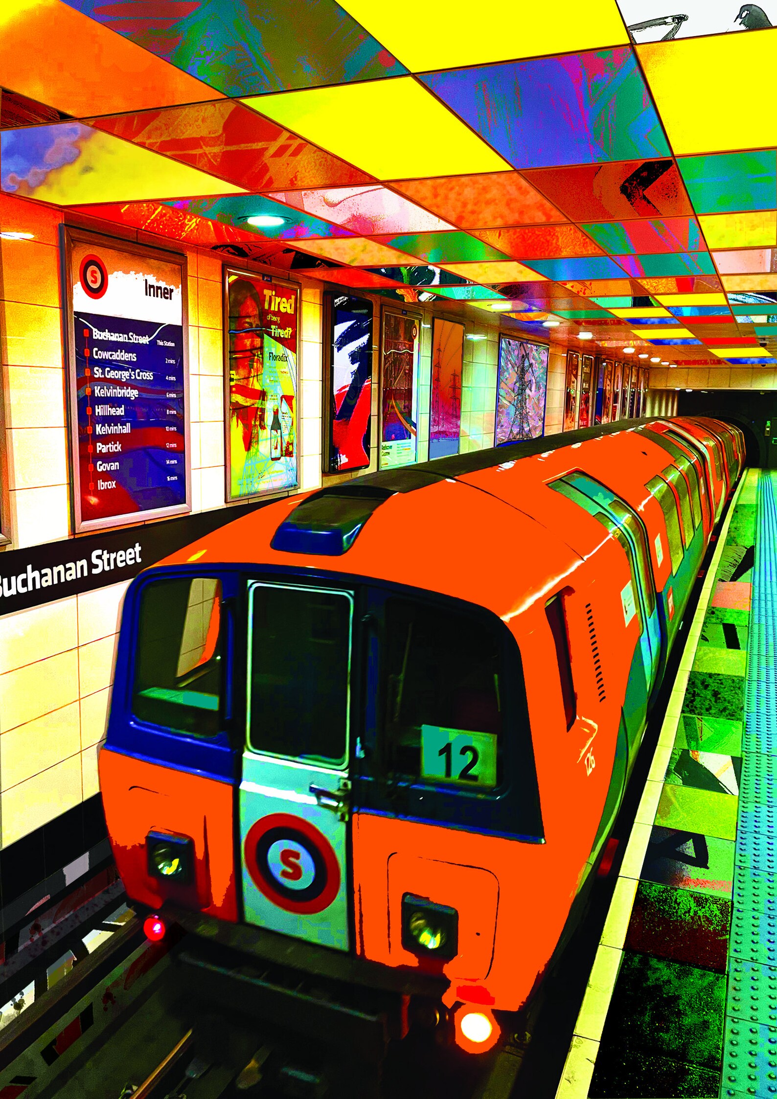 Clockwork Orange Print Glasgow Glasgow Underground Art Etsy UK