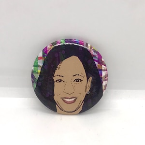Kamala Harris Badge | Abstract | Quirky | Gift | Pin | Badge | Art | Feminist | Feminism | Politics | Feminist Gift | Vice President
