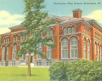 Lot of Five Vintage Linen Post Cards - Burlington High School, Burlington, Vermont - MINT NOS