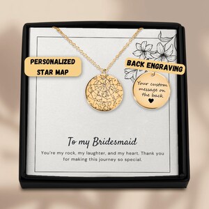 Gepersonaliseerde ketting sterrenkaart - gepersonaliseerd cadeau bruidsmeisje