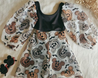 girls magic friends outfit minnie daisy dress Halloween mouse costume spooky romper pumpkin baby toddler retro vintage