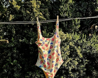 Womens one piece fruit swimsuit summer yellow swimsuit
