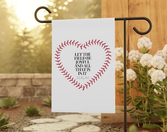 Stendardo da baseball Salmo 96.12 Che il campo sia gioioso Bandiera da giardino a forma di cuore / Stendardo per la casa baseball mamma mama decorazione per la casa