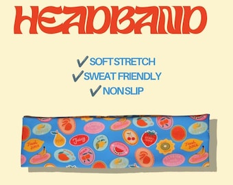 Fruity Workout Headband | Retro Fruit Hair Accessory, Soft Stretch, Sweat Friendly