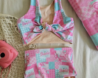 girls barbie swimsuit outfit pink baby toddler bikini one piece bodysuit birthday outfit