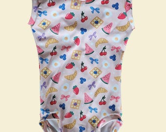 Handmade leotard girls gymnastics toddler one piece brunch print dance ballet activewear