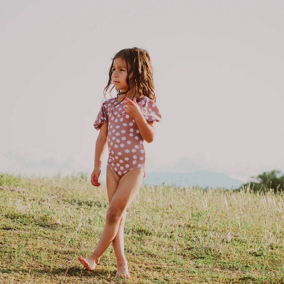 Girls One Piece Swimsuit Daisy Floral Birthday Shower Gift Baby