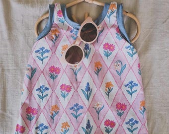 Baby girls romper handmade floral baby romper toddler romper wild flower cotton