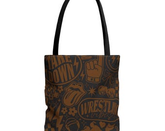 Borsa tote per il giorno dell'incontro di wrestling / Stampa integrale con motivo wrestling